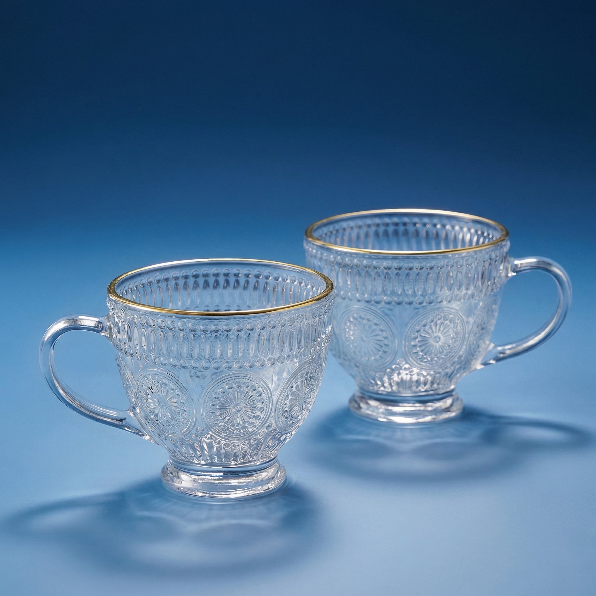 Vintage Embossed Glass Coffee Mug