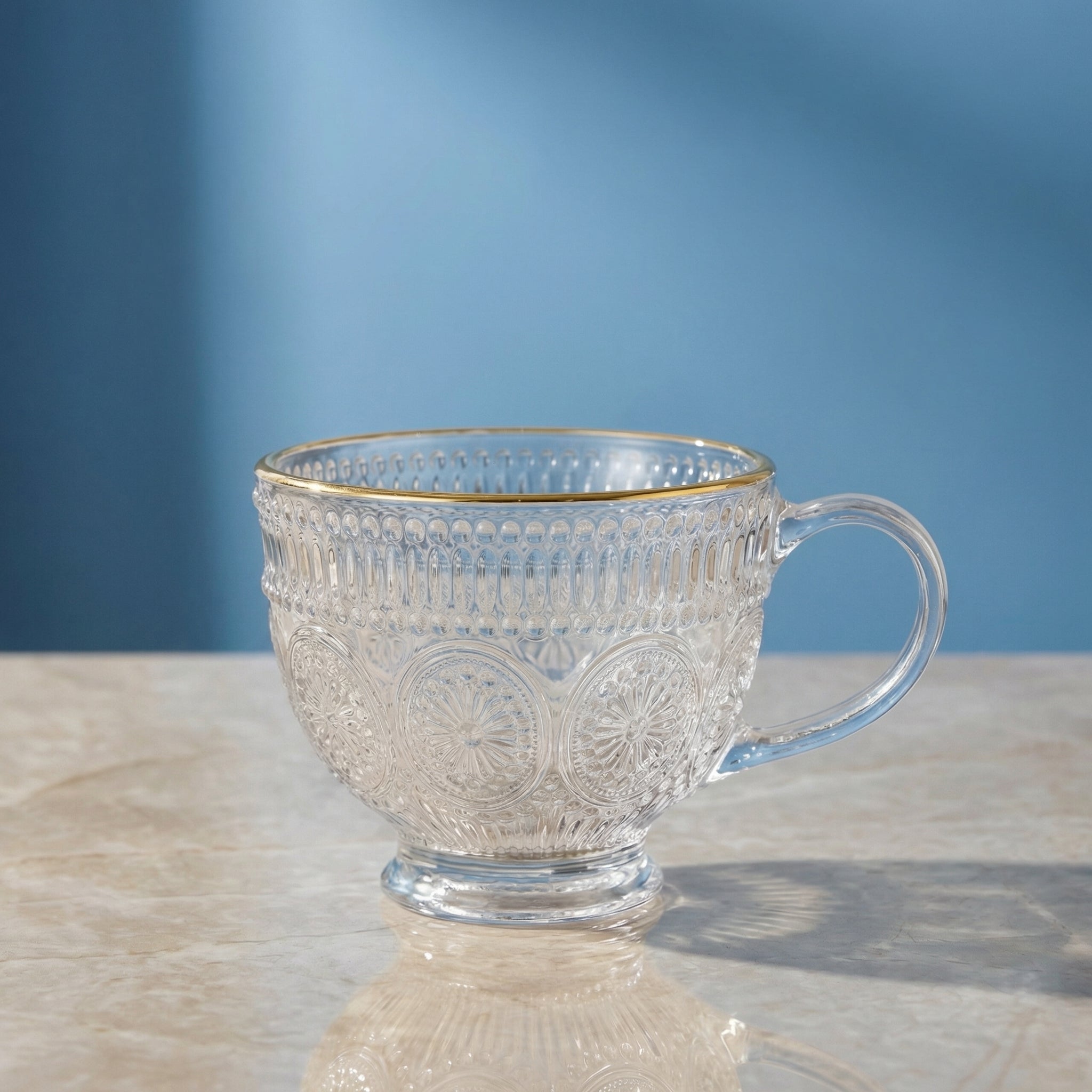 Vintage Embossed Glass Coffee Mug